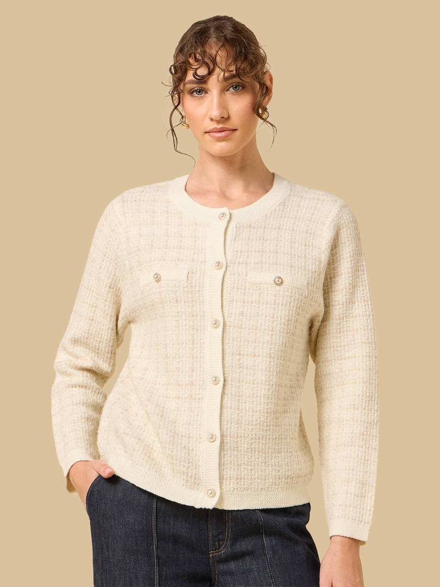 Waffle Knit Lurex Cardigan