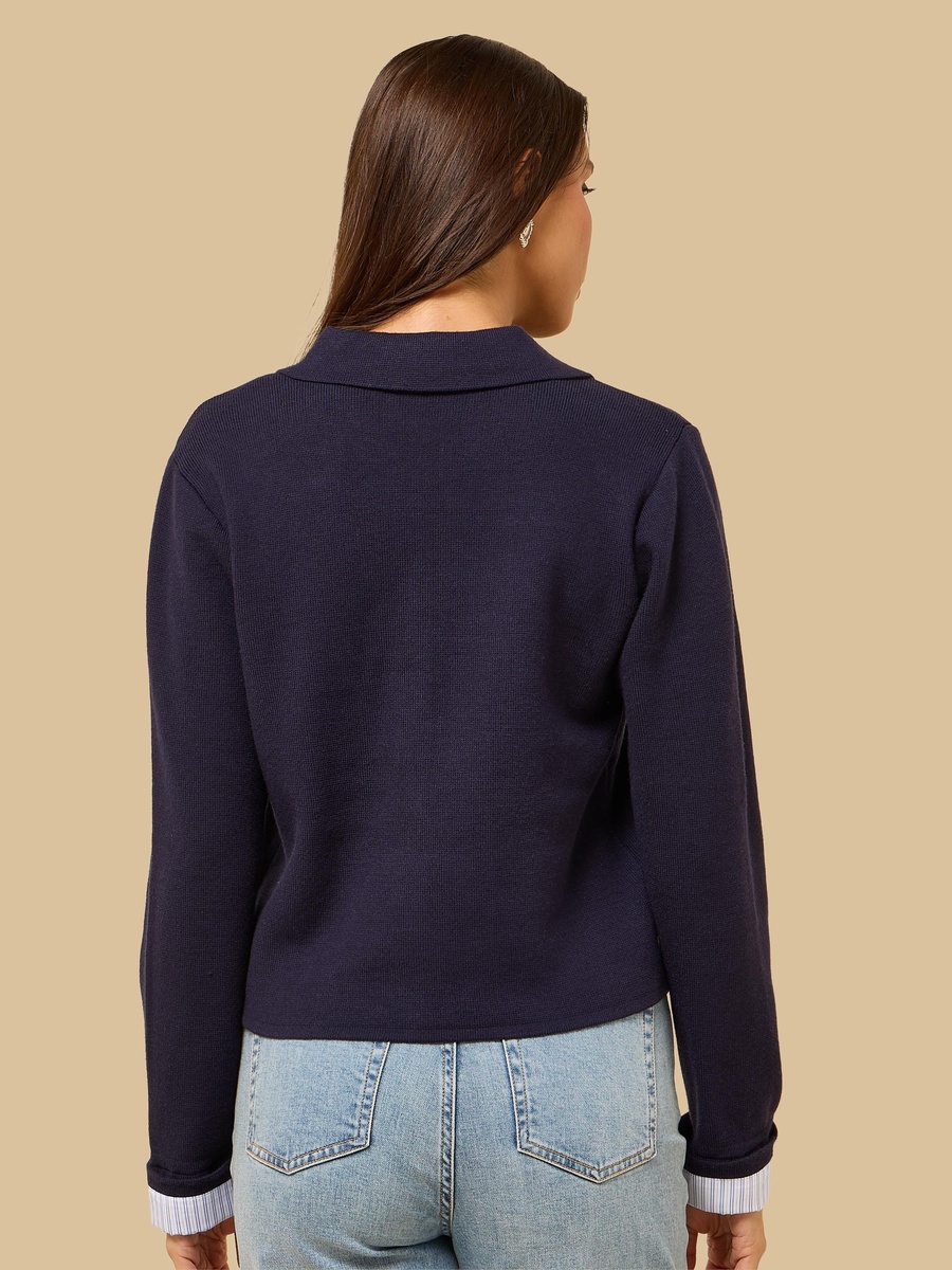 Contrast Cuff Cardigan