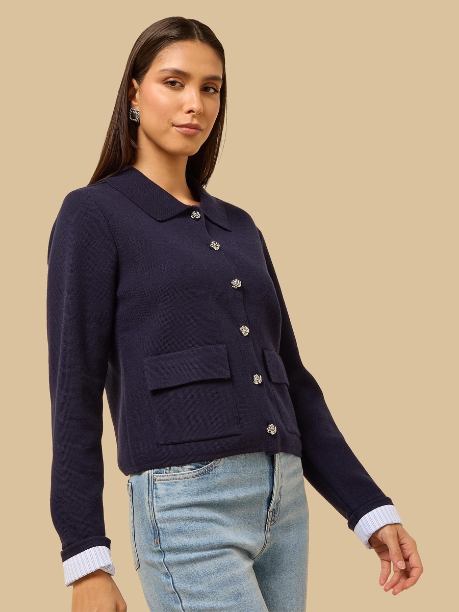 Contrast Cuff Cardigan