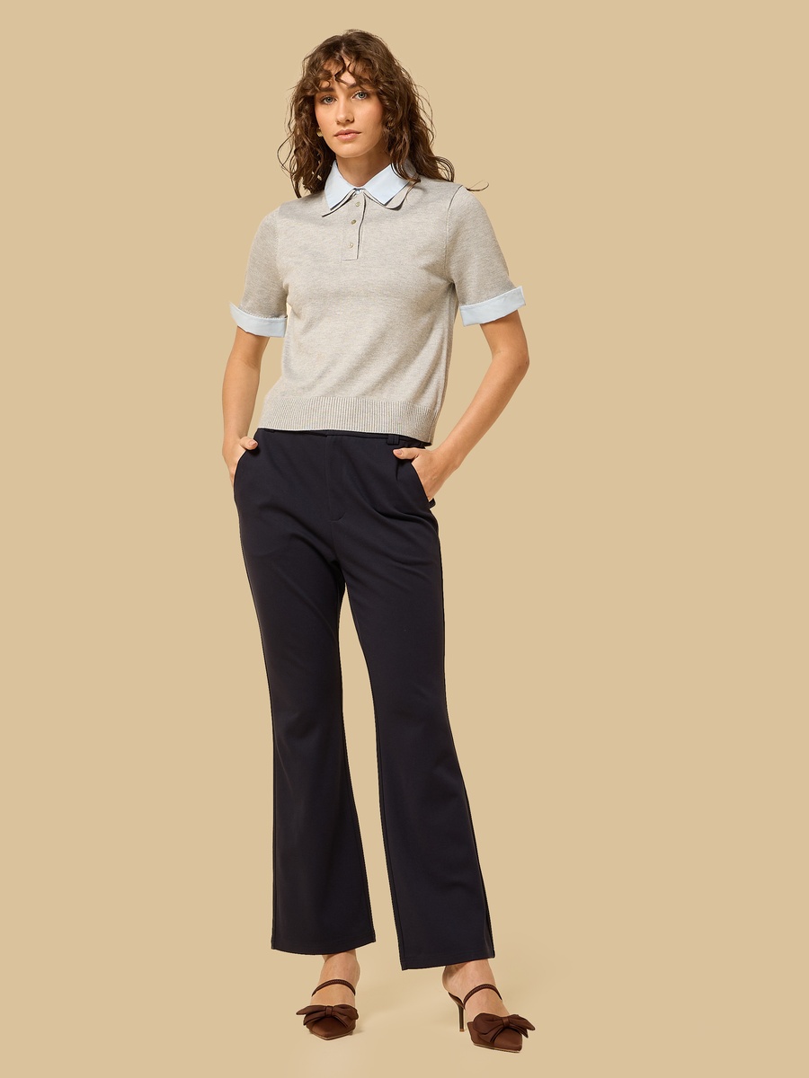 Half Placket Twofer Polo Sweater