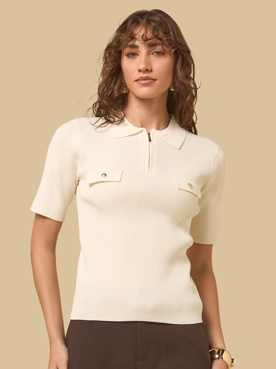Ribbed Sweater with Tipping Detail