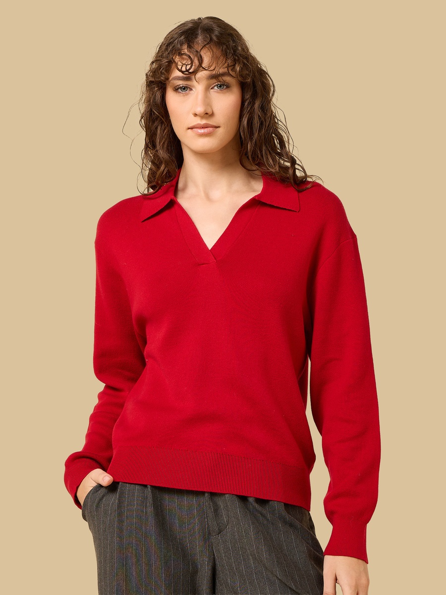 Textured Collared Sweater