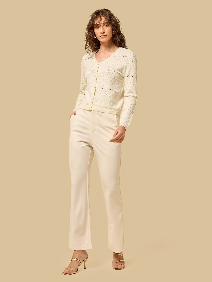 Jacquard Textured Pearl Embellished Cardigan