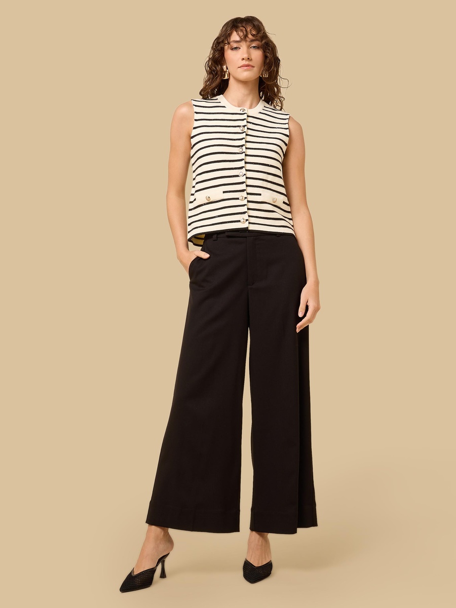 Striped Sleeveless Cardigan
