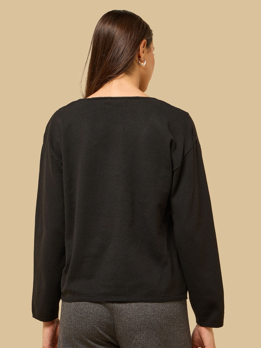 Lace Detail V Neck Sweater