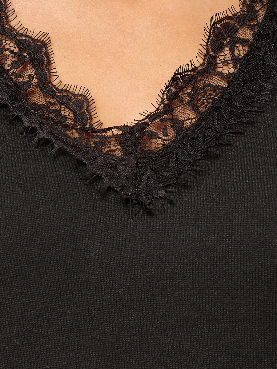 Lace Detail V Neck Sweater