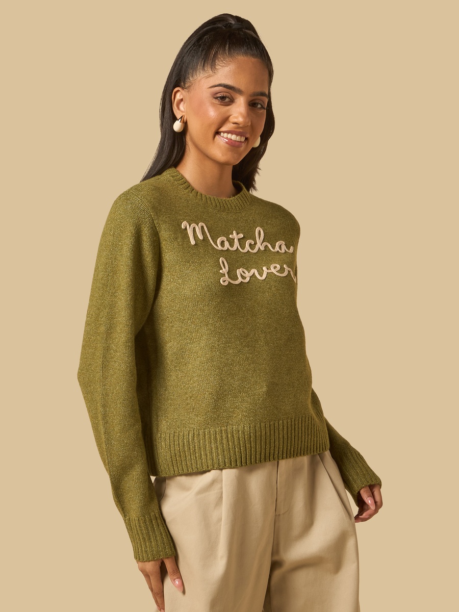Matcha Embroidered Sweater