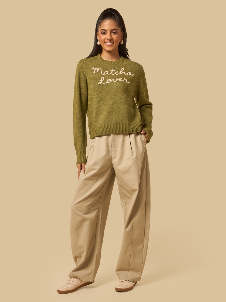 Matcha Embroidered Sweater