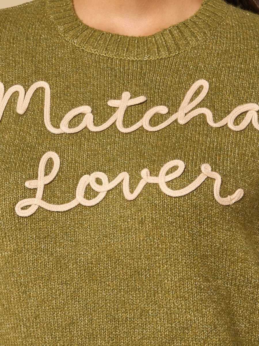 Matcha Embroidered Sweater