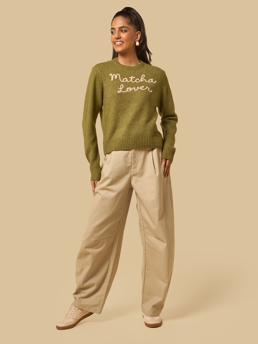 Matcha Embroidered Sweater