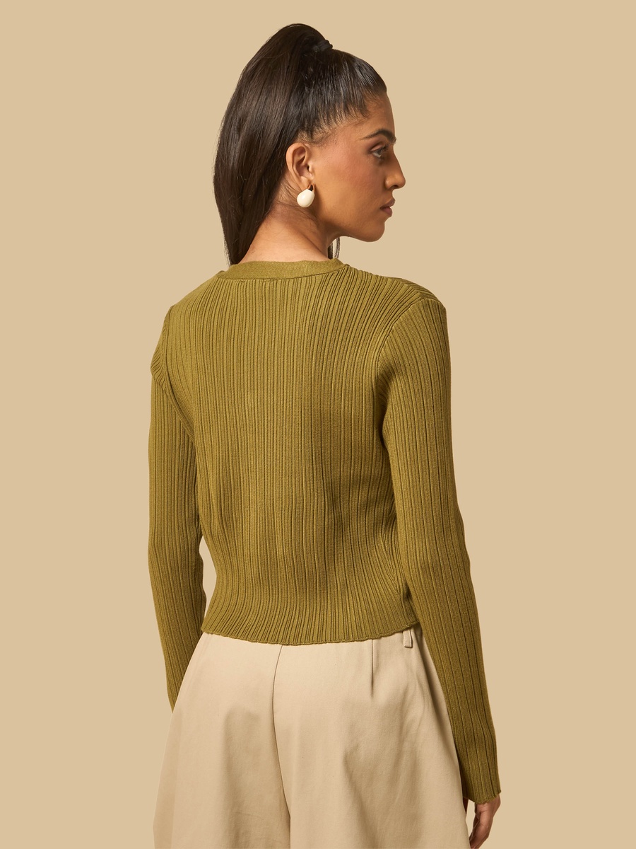 Textured Cardigan with V Neck