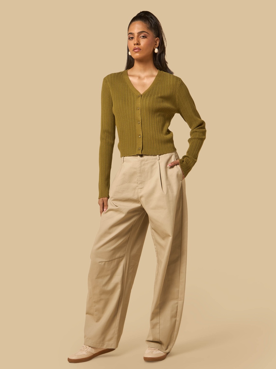 Textured Cardigan with V Neck