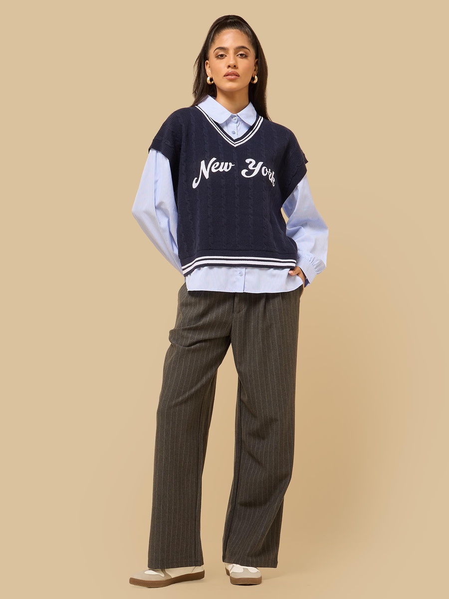 Embroidered Layered Sweater