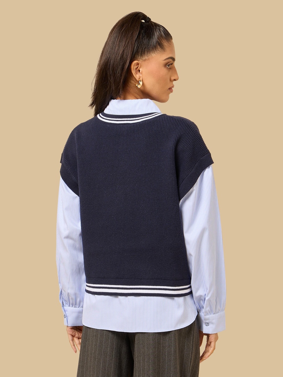 Embroidered Layered Sweater