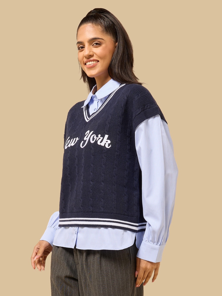 Embroidered Layered Sweater