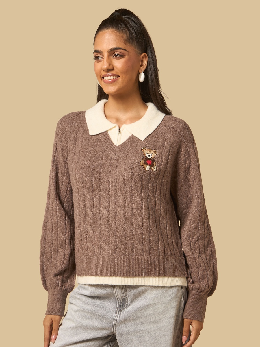Bear Embroidered Sweater