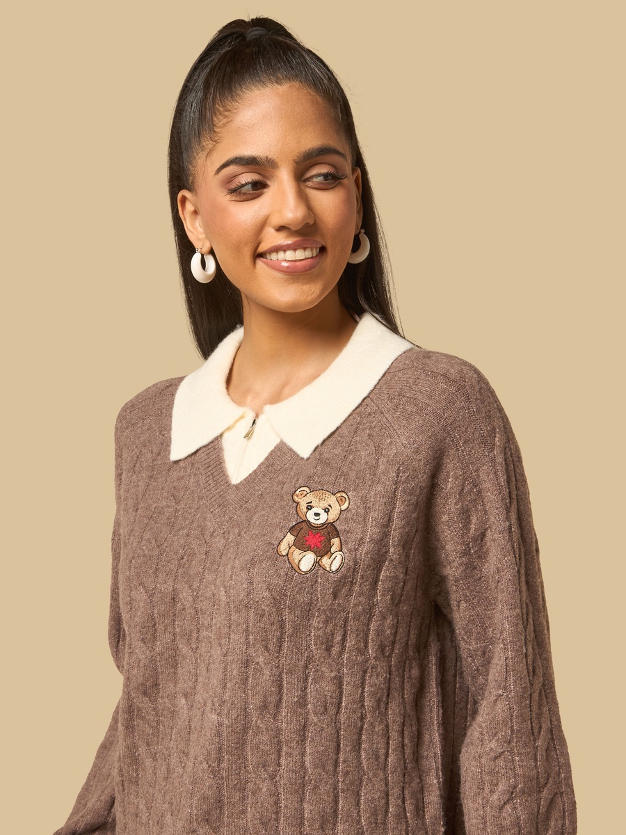 Bear Embroidered Sweater