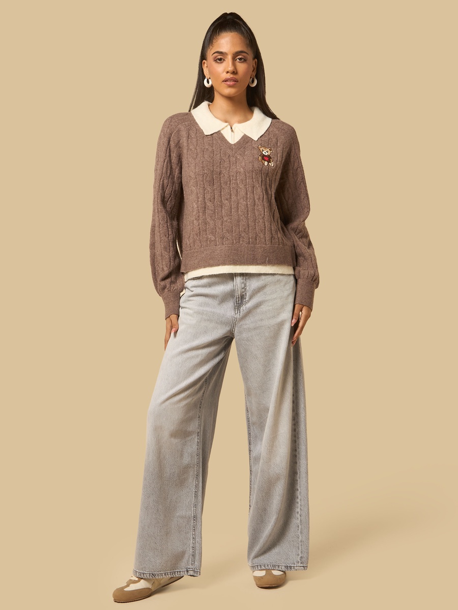 Bear Embroidered Sweater