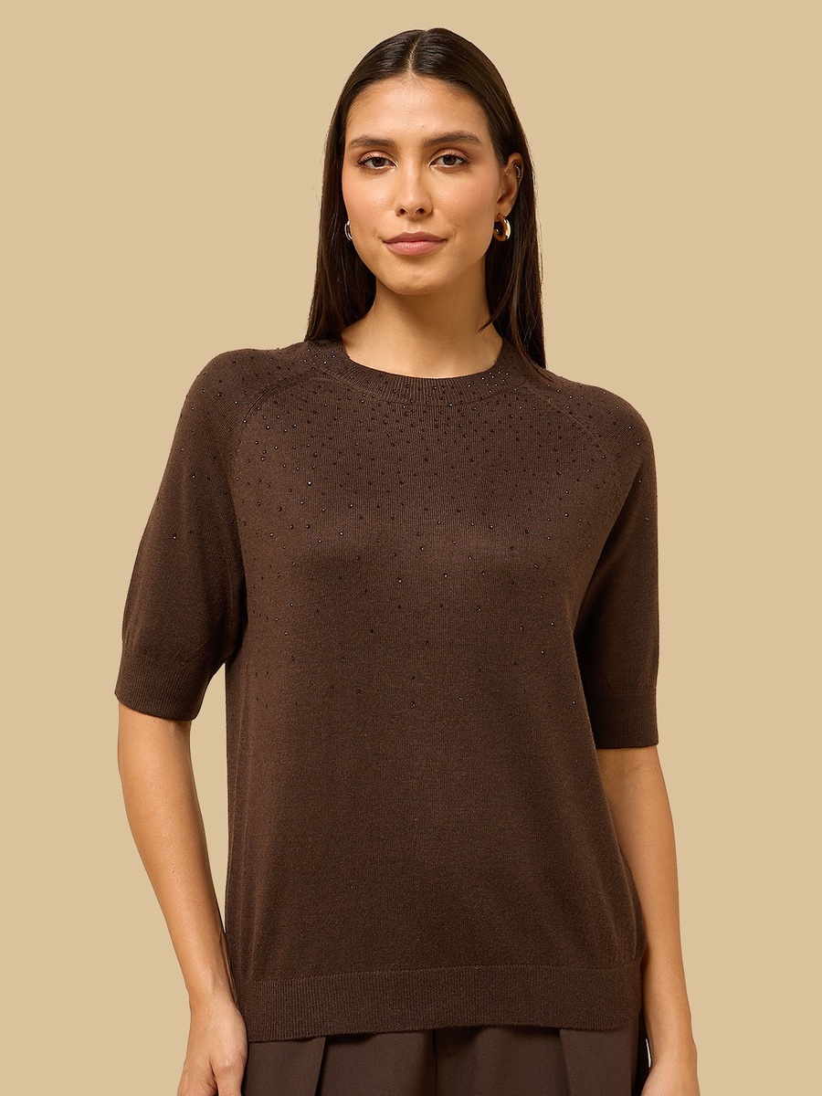 Rhinestone Embellished Sweater