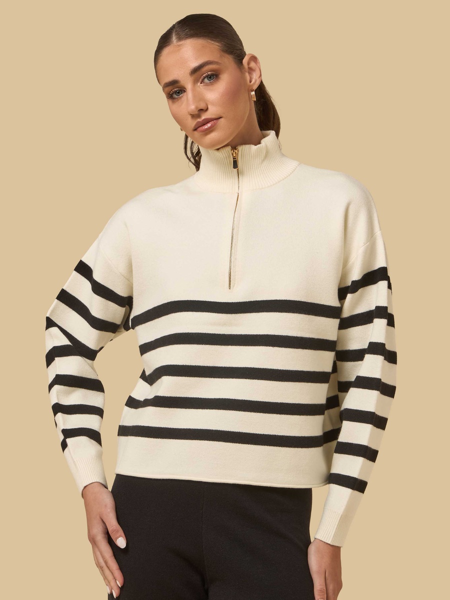 Striped Half Zip Sweater