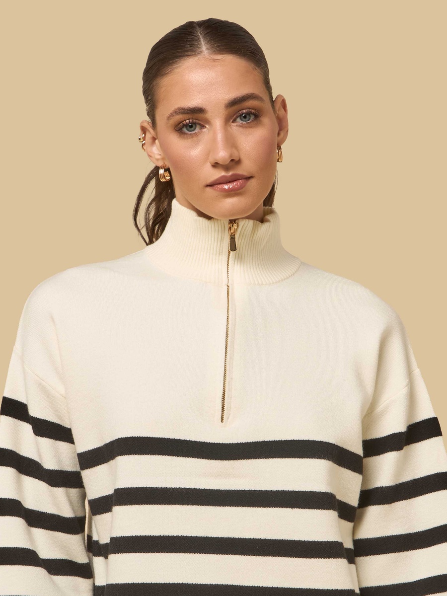 Striped Half Zip Sweater