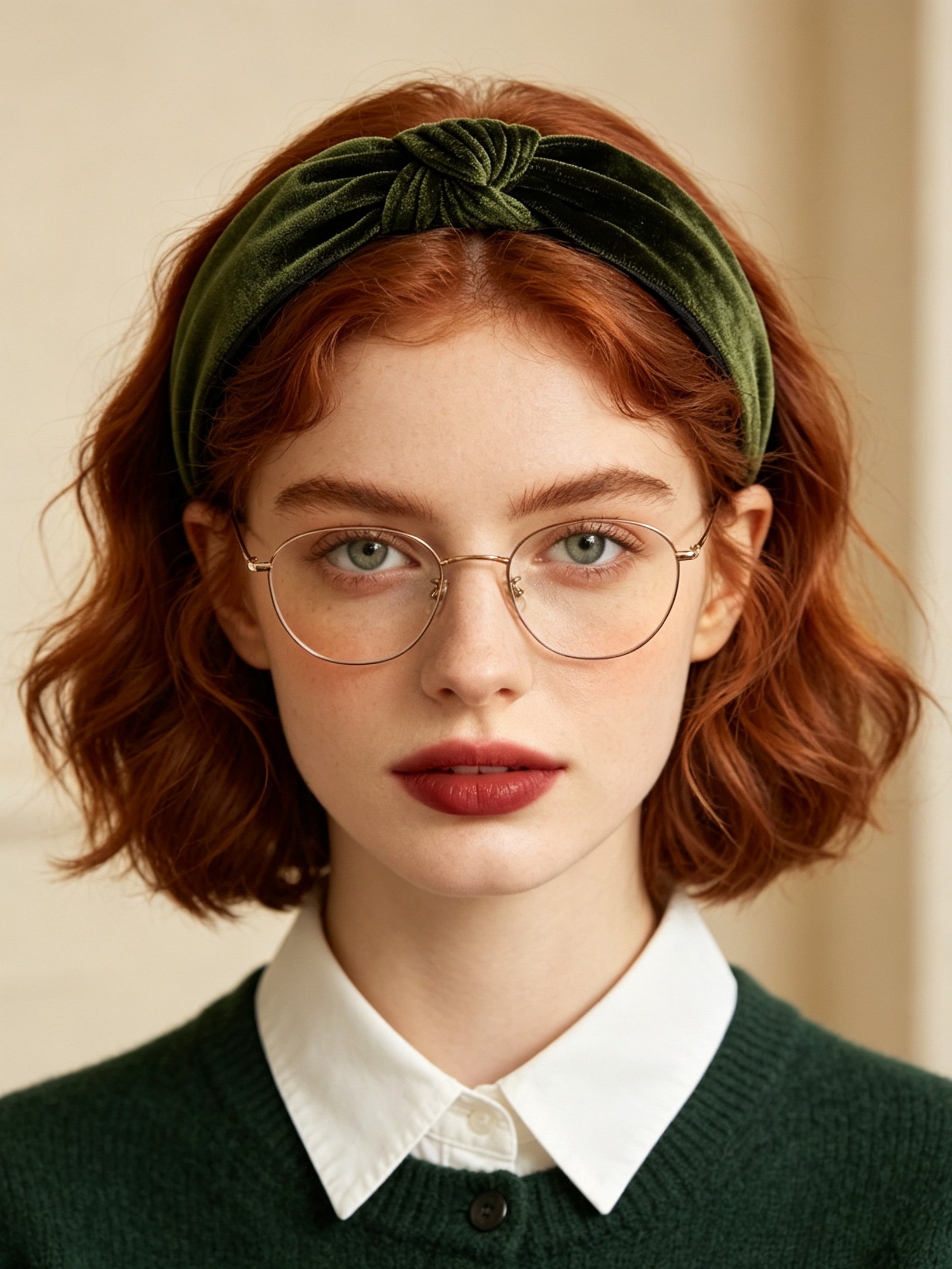 Dark Green Velvet Knot Headband