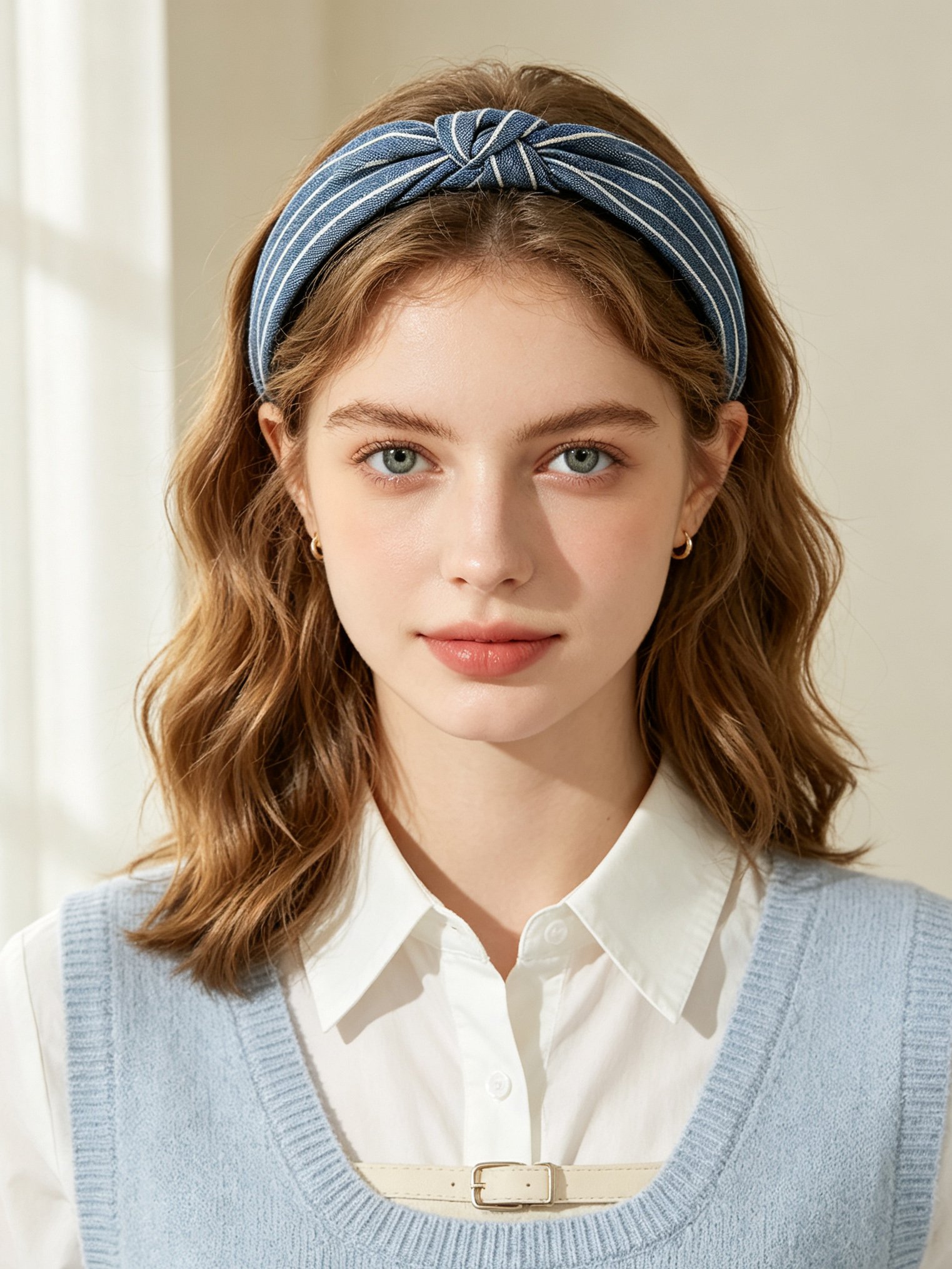 Denim Stripe Fabric Knotted Headband