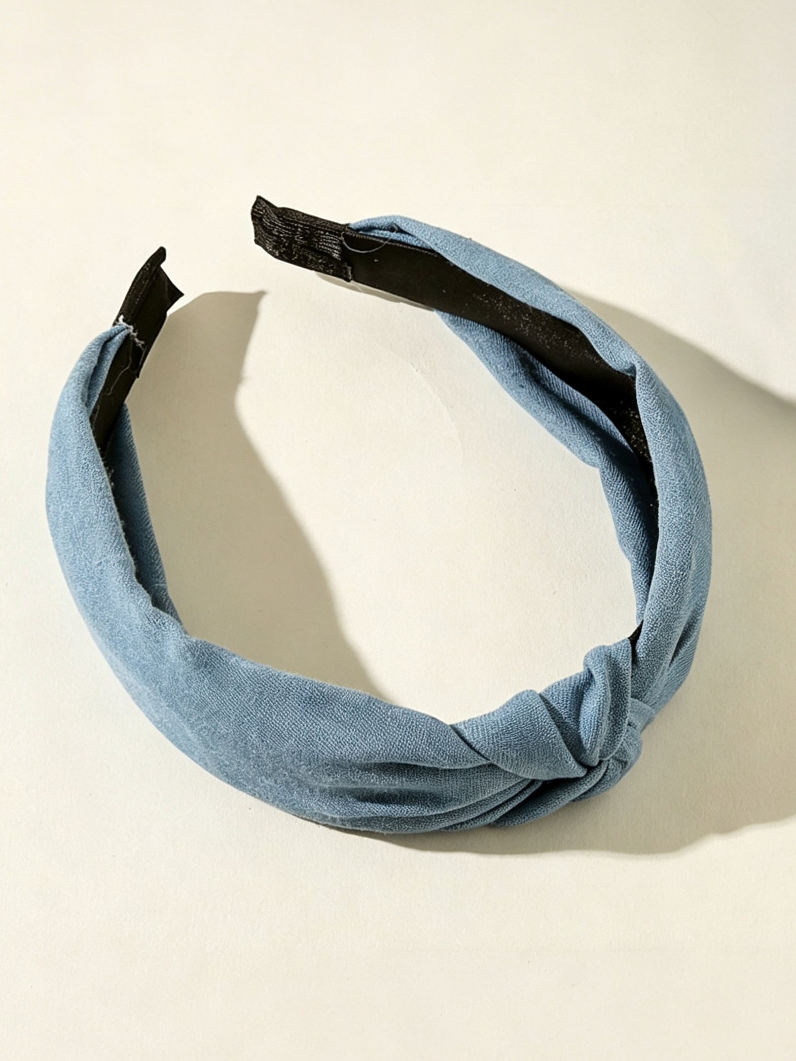 Denim Wide Solid Color Knotted Headband