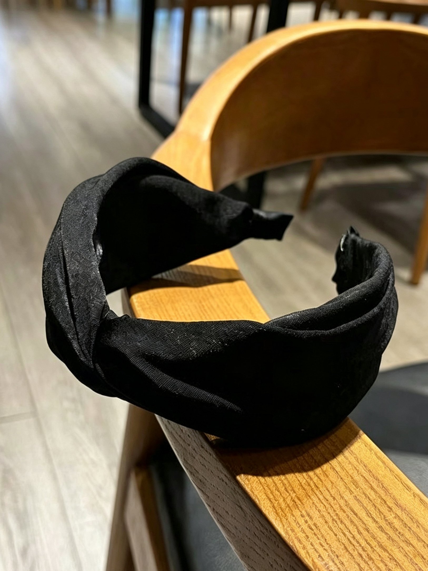Solid‑Color Satin Cross Wide Headband