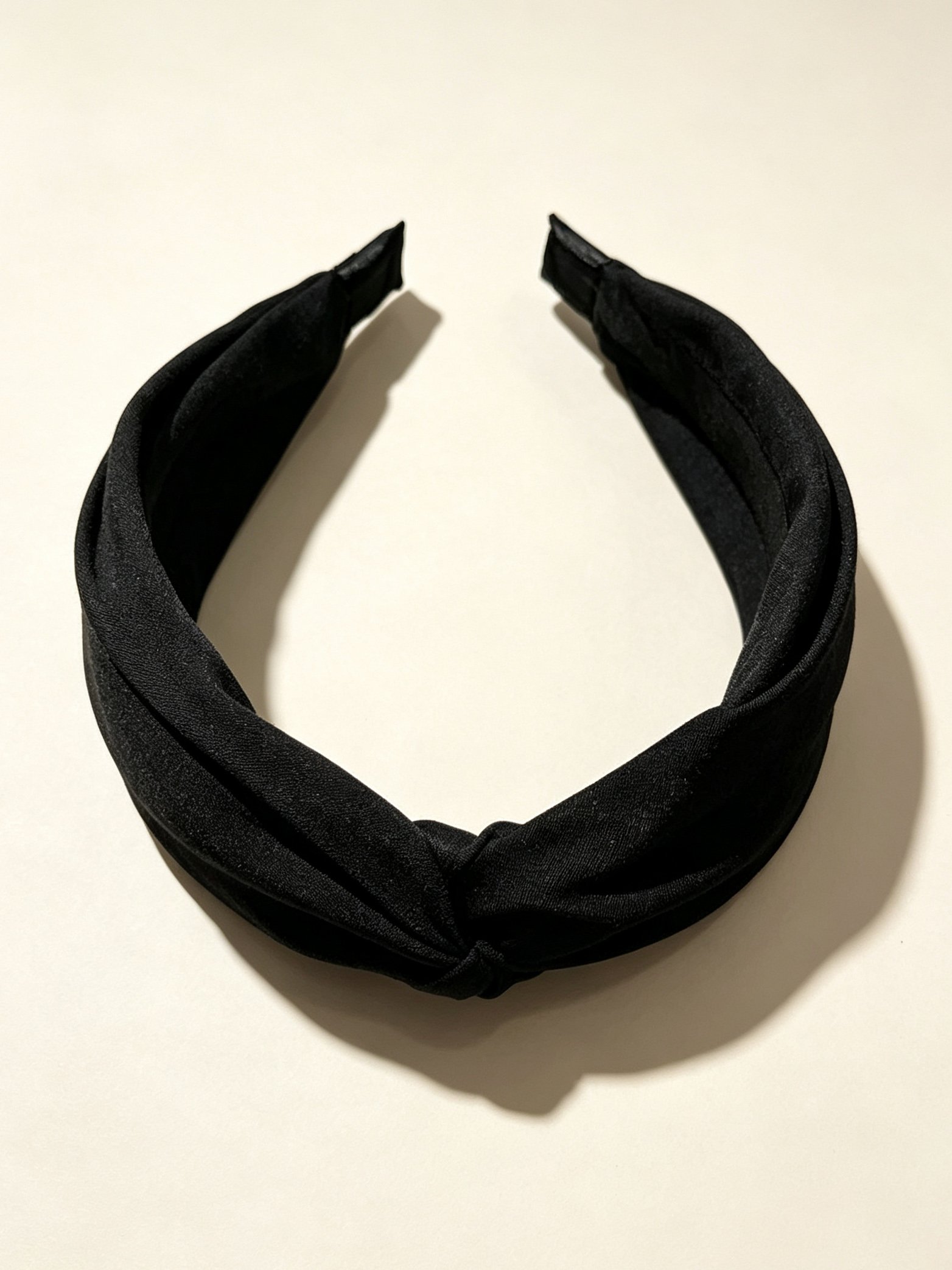 Solid‑Color Satin Cross Wide Headband