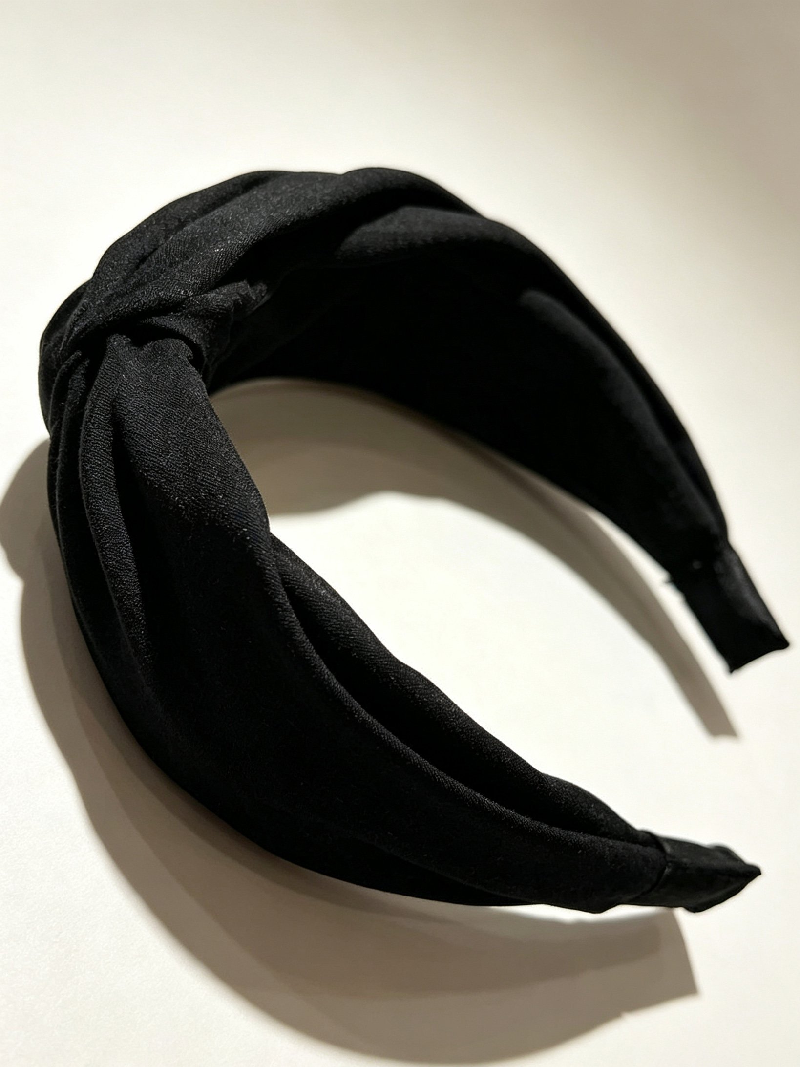 Solid‑Color Satin Cross Wide Headband