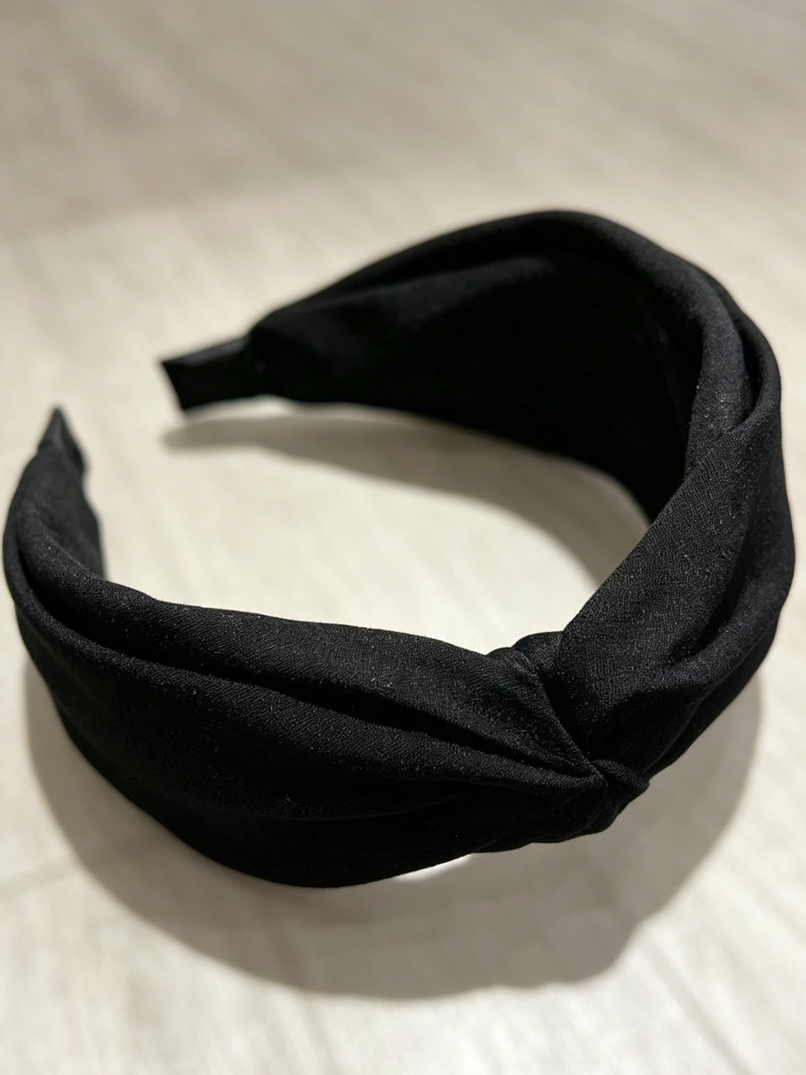 Solid‑Color Satin Cross Wide Headband