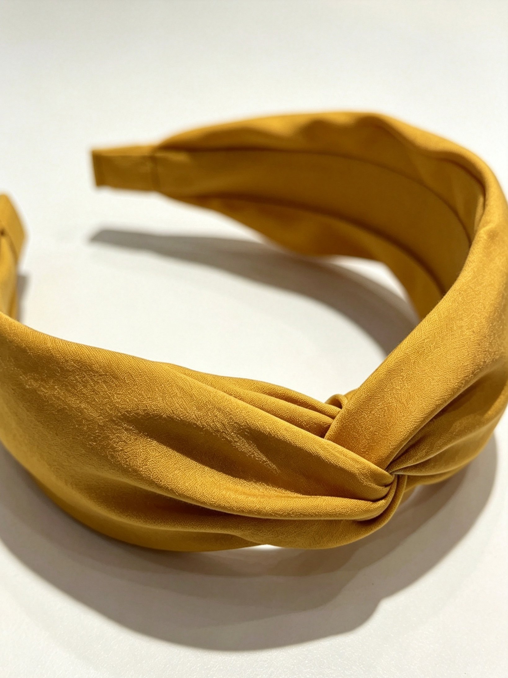Solid‑Color Satin Cross Wide Headband
