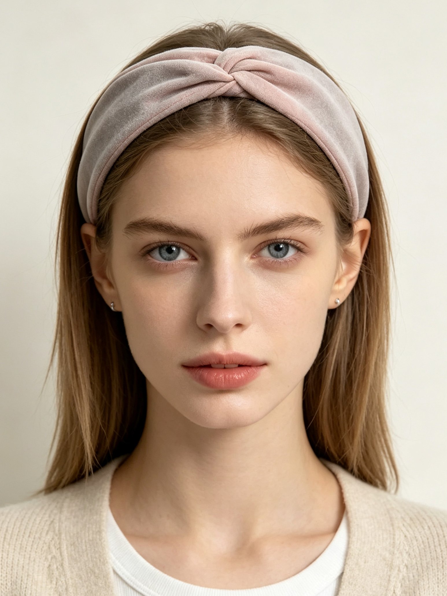 Solid‑Color Satin Cross Wide Headband