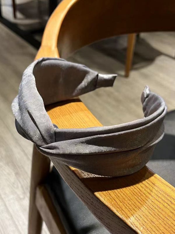Solid‑Color Satin Cross Wide Headband