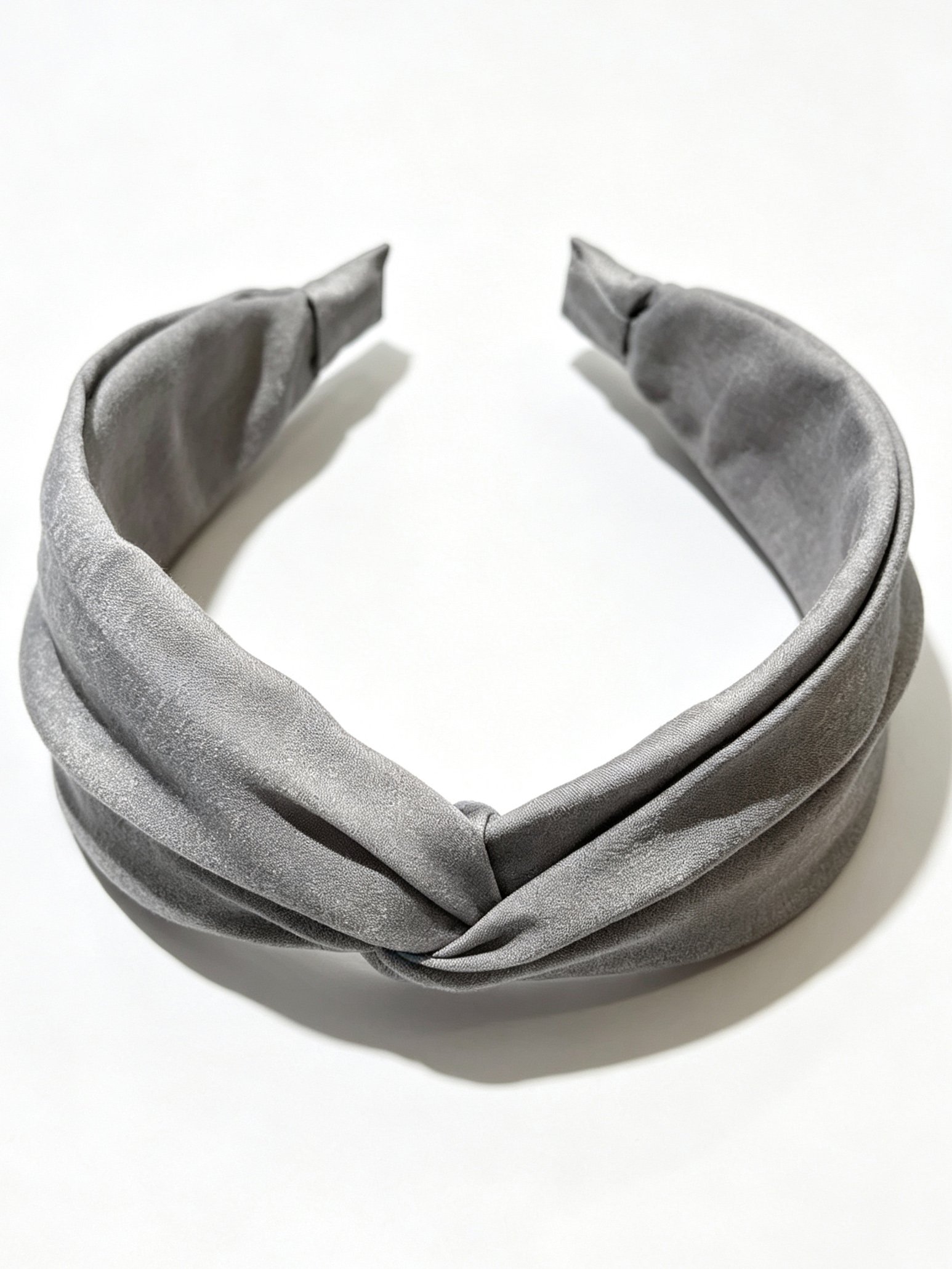 Solid‑Color Satin Cross Wide Headband