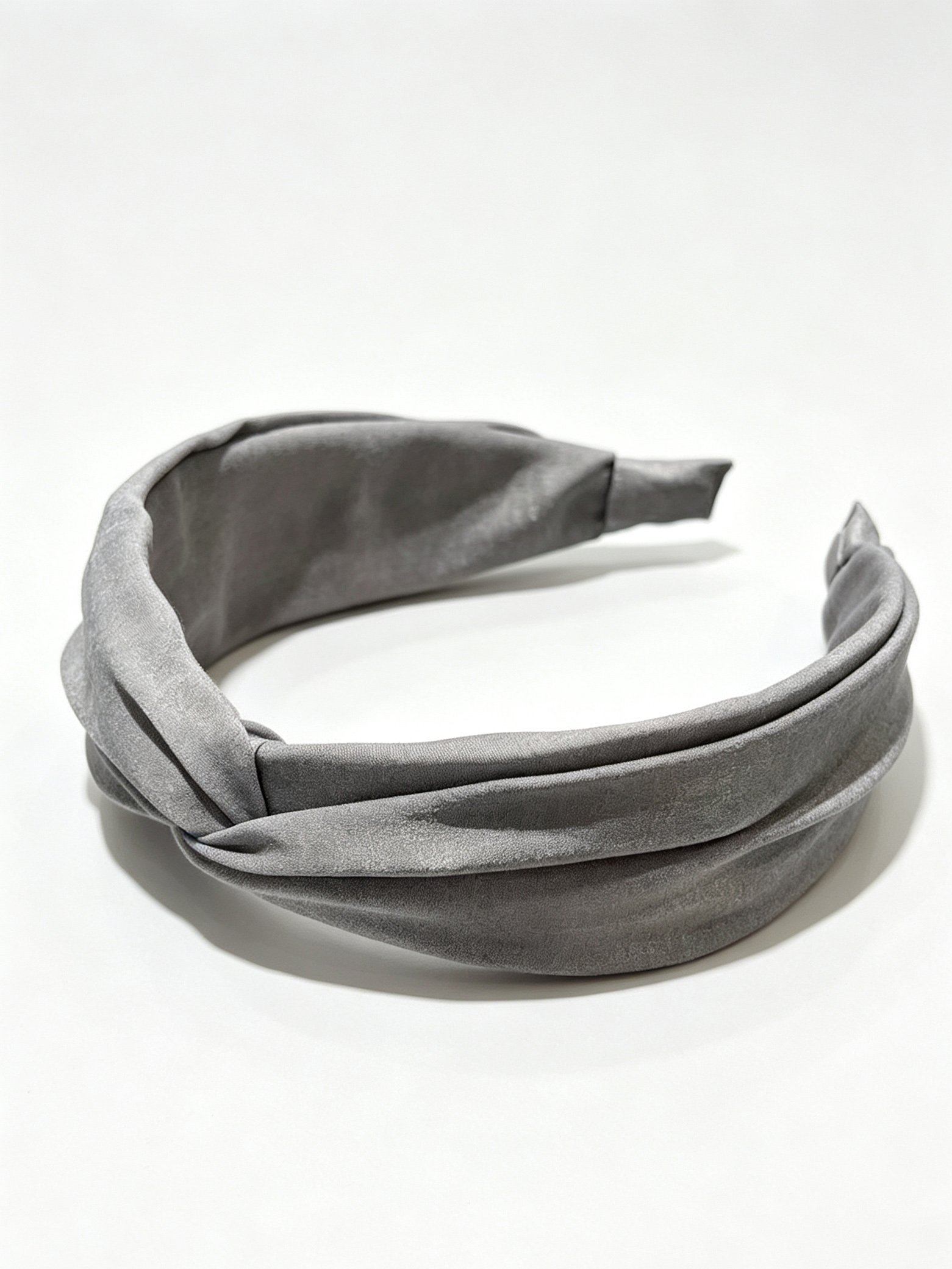 Solid‑Color Satin Cross Wide Headband