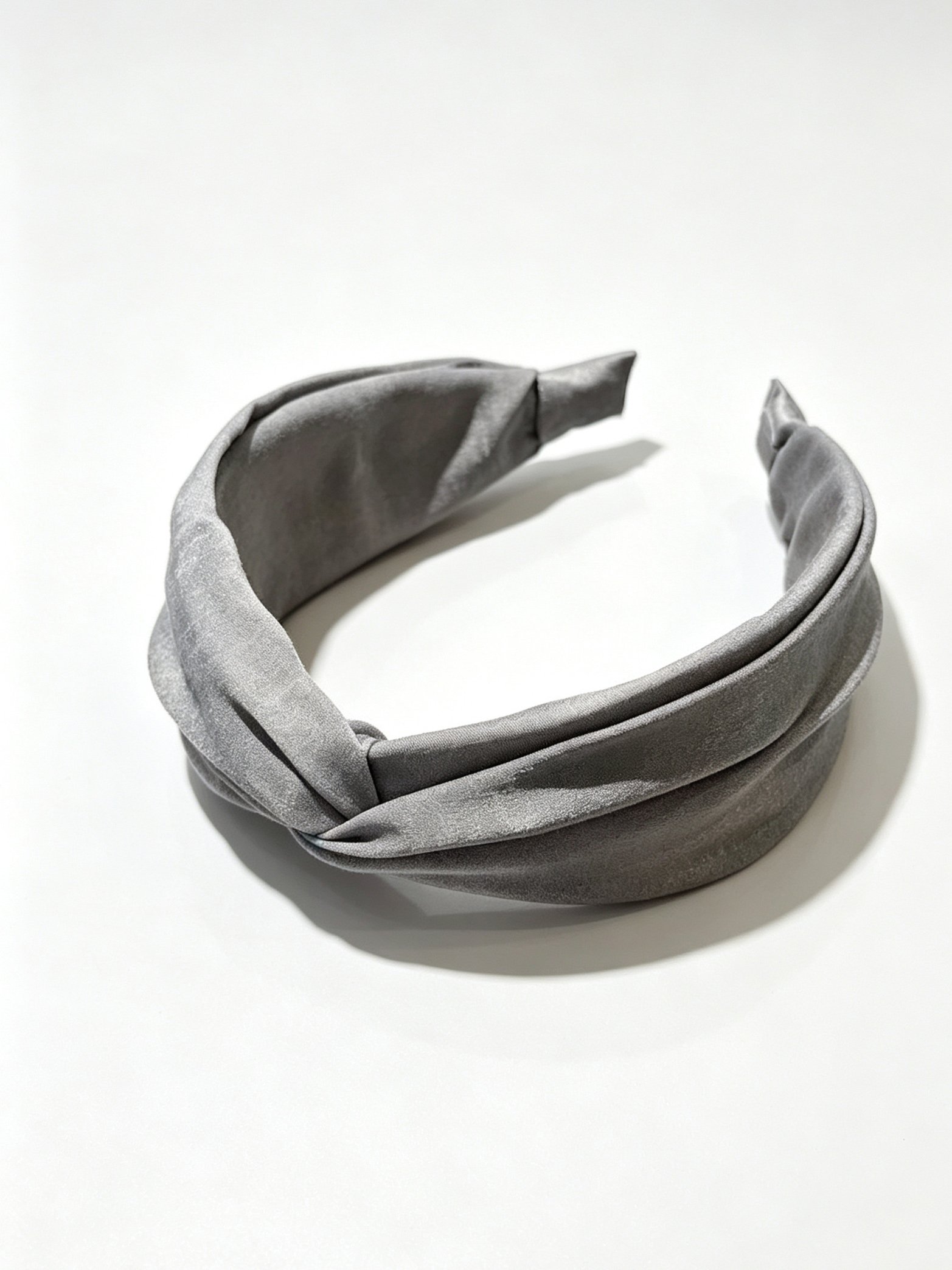 Solid‑Color Satin Cross Wide Headband