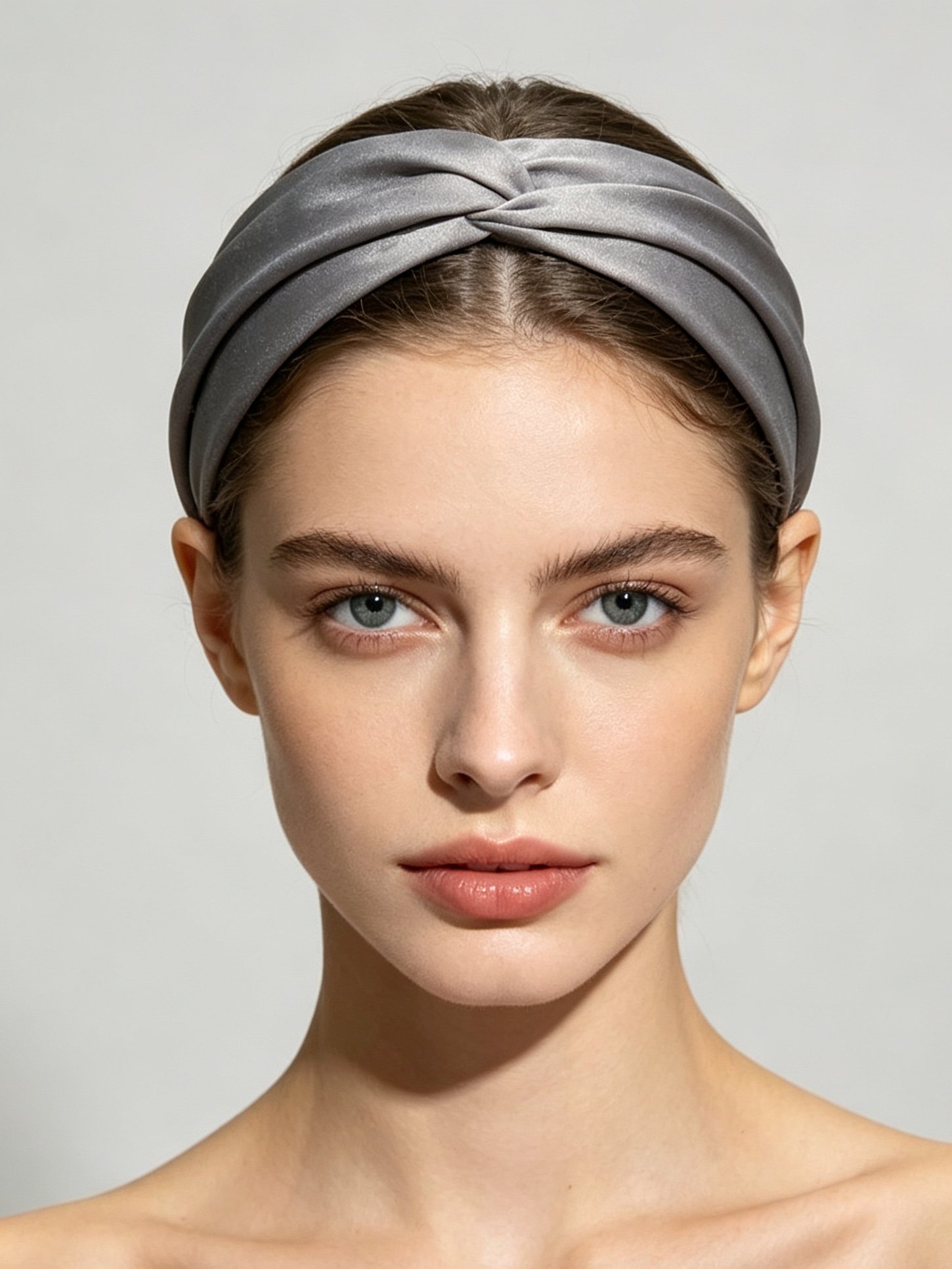 Solid‑Color Satin Cross Wide Headband