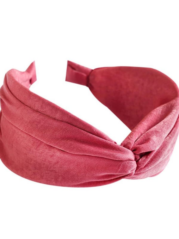 Solid‑Color Satin Cross Wide Headband