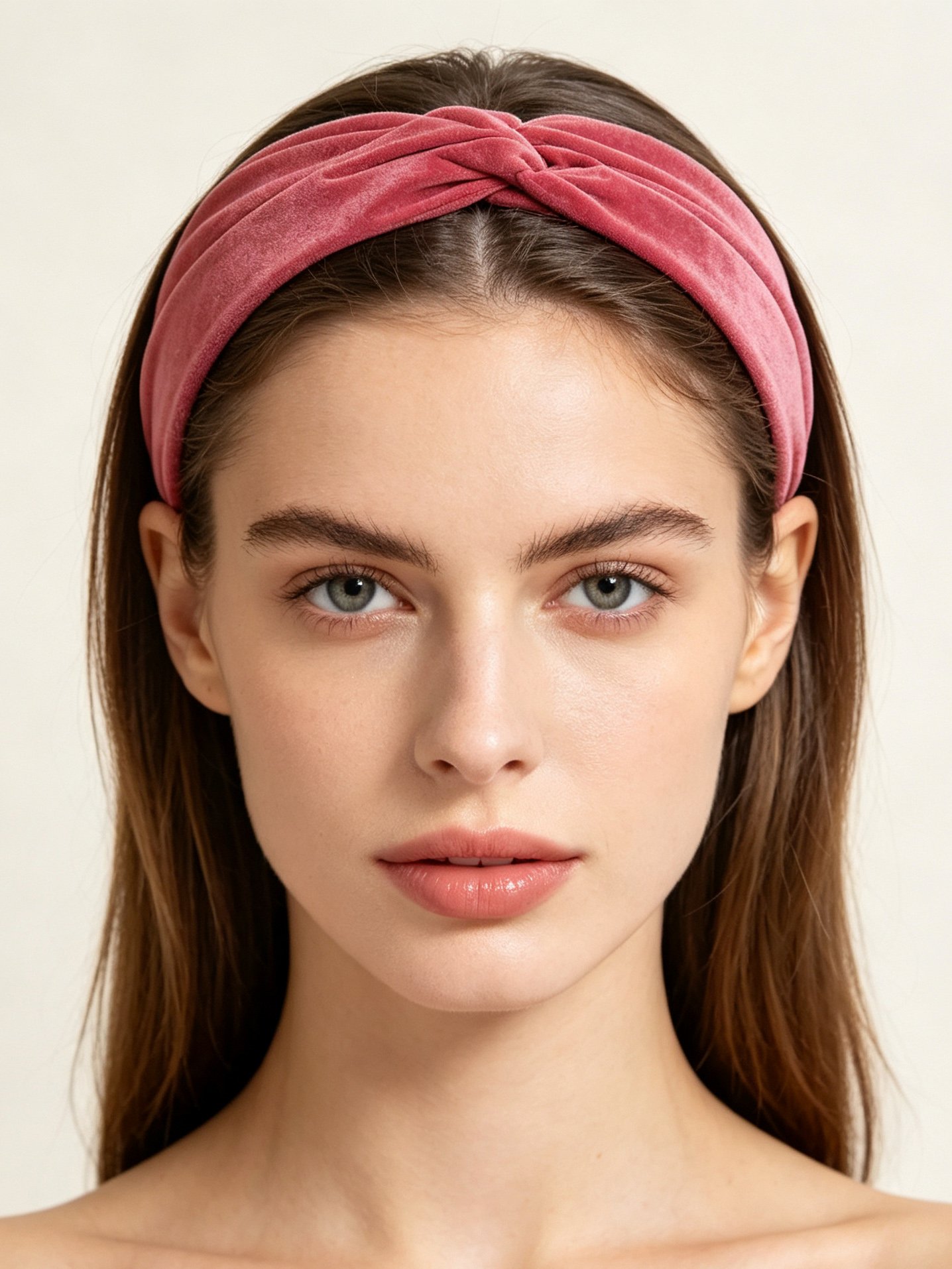 Solid‑Color Satin Cross Wide Headband