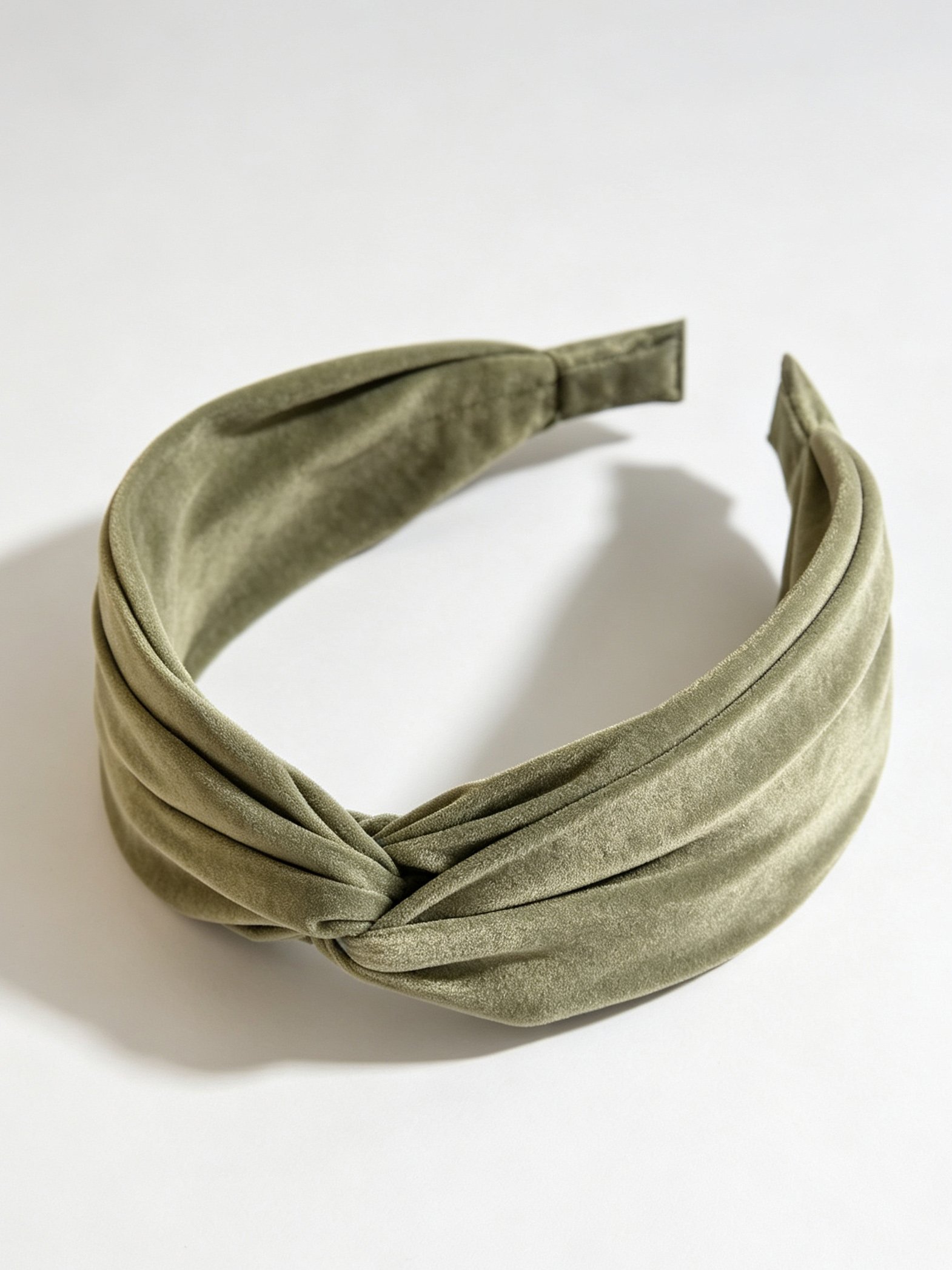 Solid‑Color Satin Cross Wide Headband