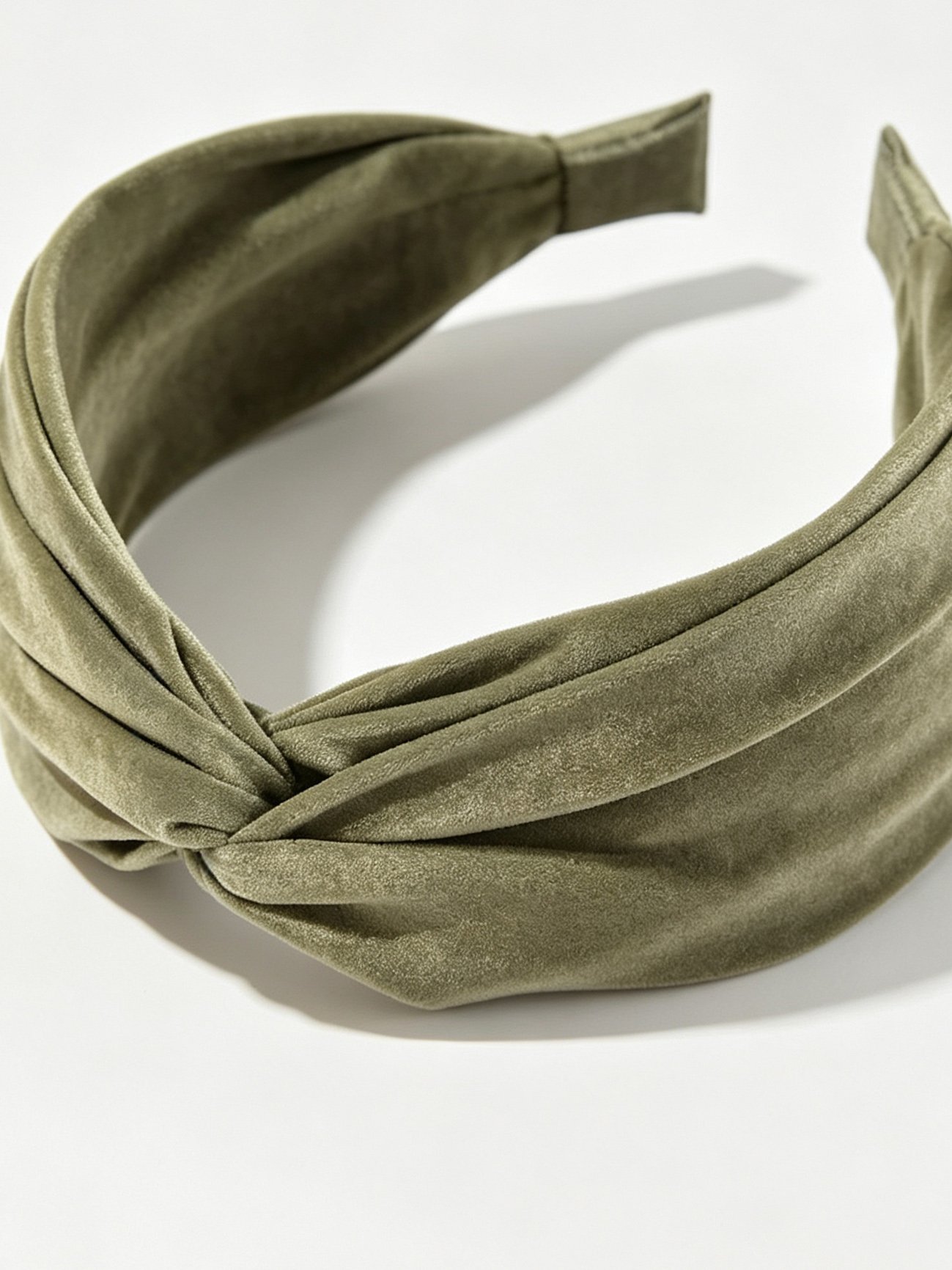 Solid‑Color Satin Cross Wide Headband