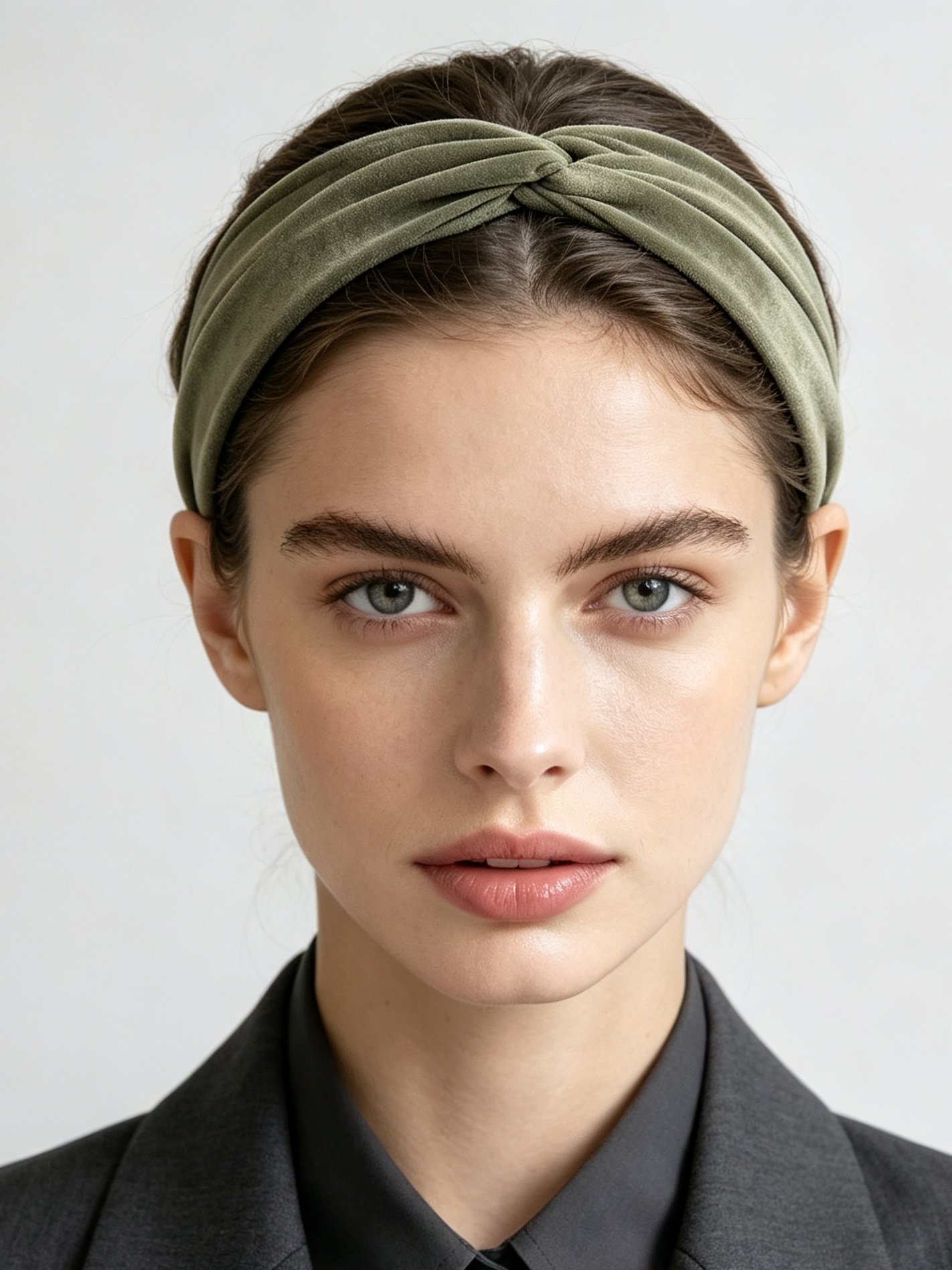 Solid‑Color Satin Cross Wide Headband