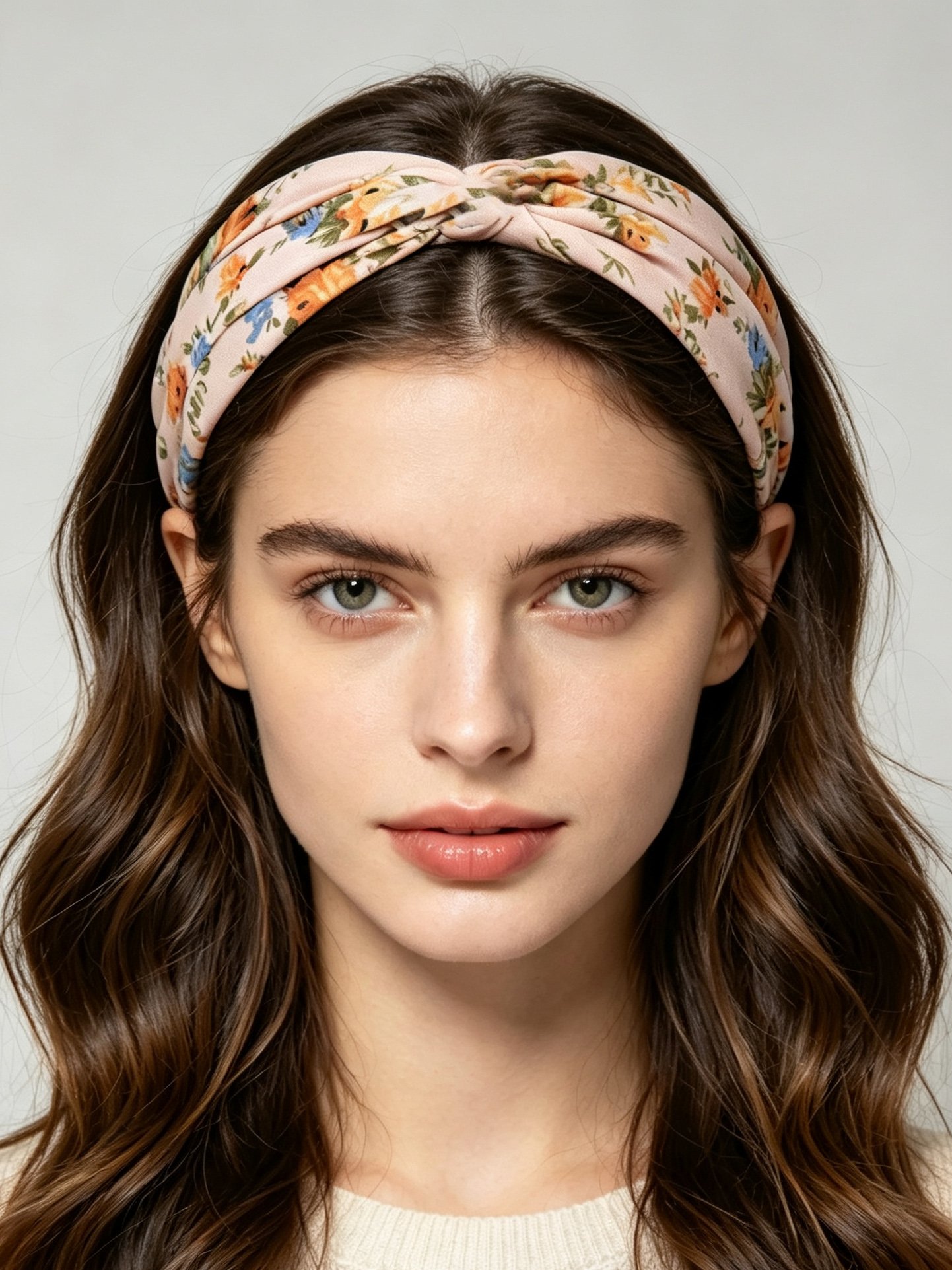 Floral Print Wide Cross Headband