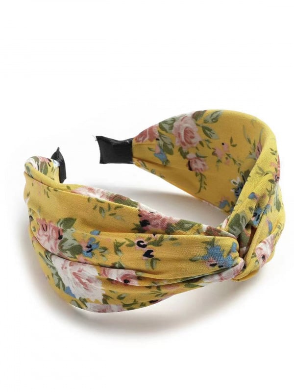 Floral Print Wide Cross Headband