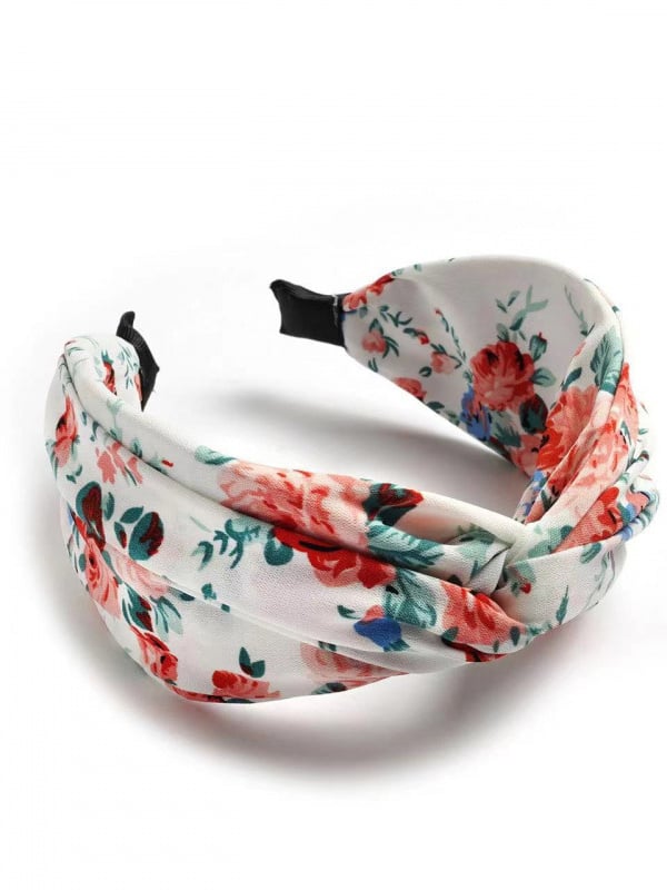 Floral Print Wide Cross Headband