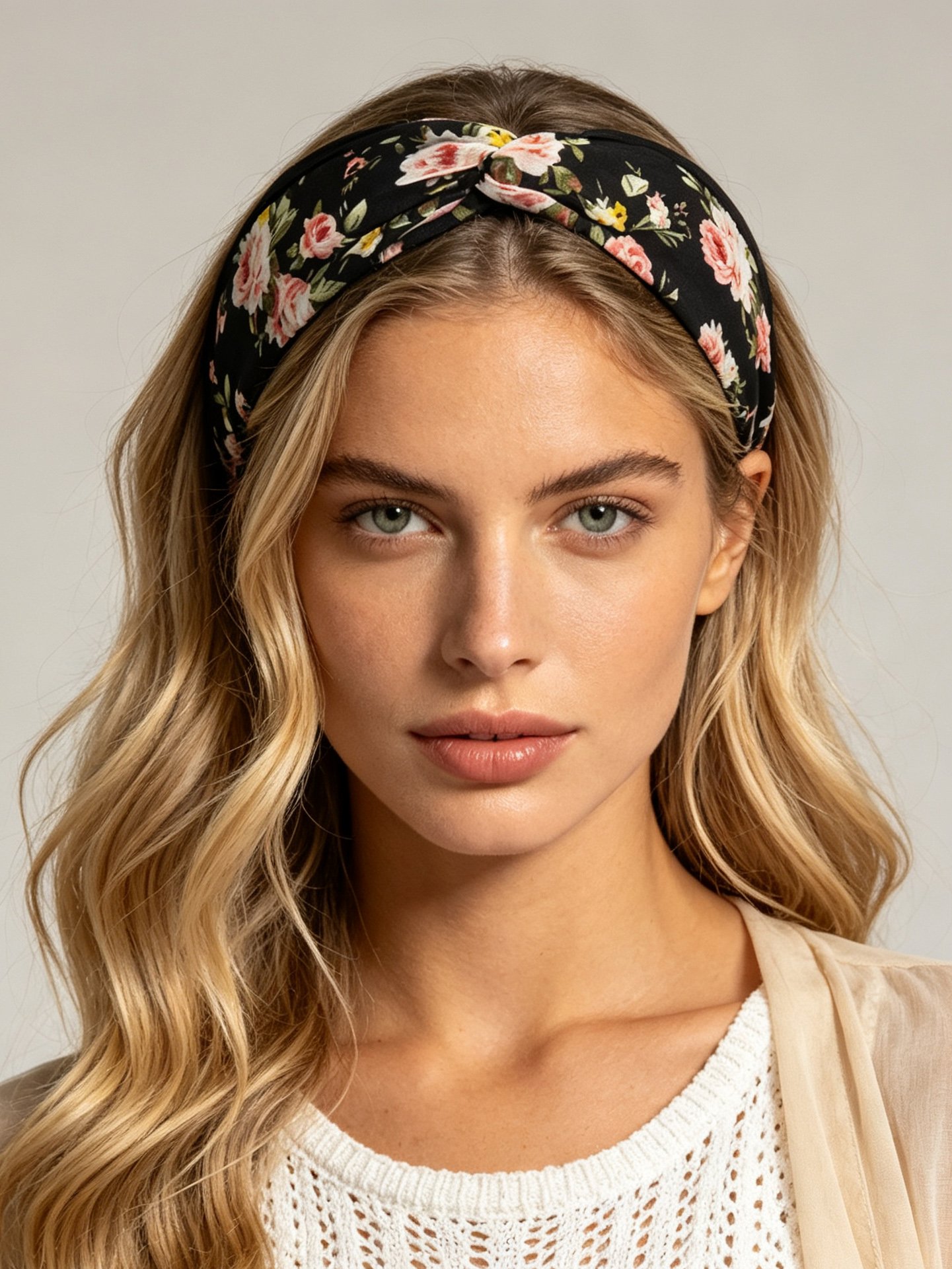 Floral Print Wide Cross Headband