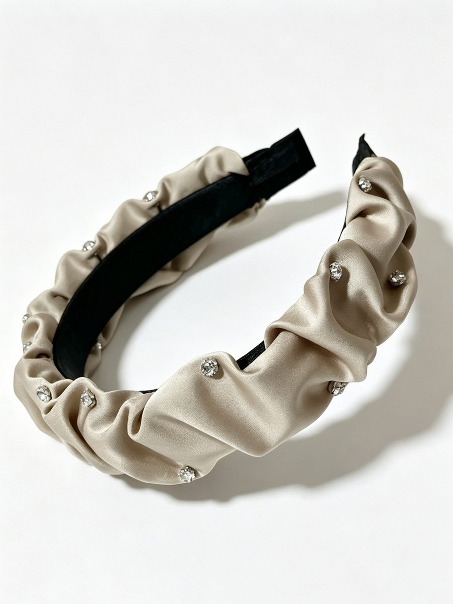Pleated Headband with Rhinestone Accents