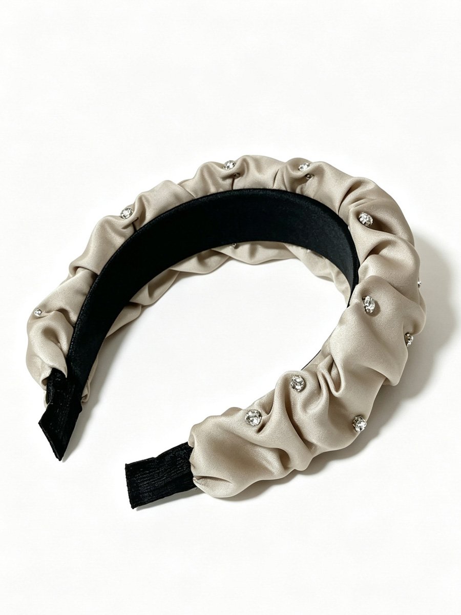 Pleated Headband with Rhinestone Accents